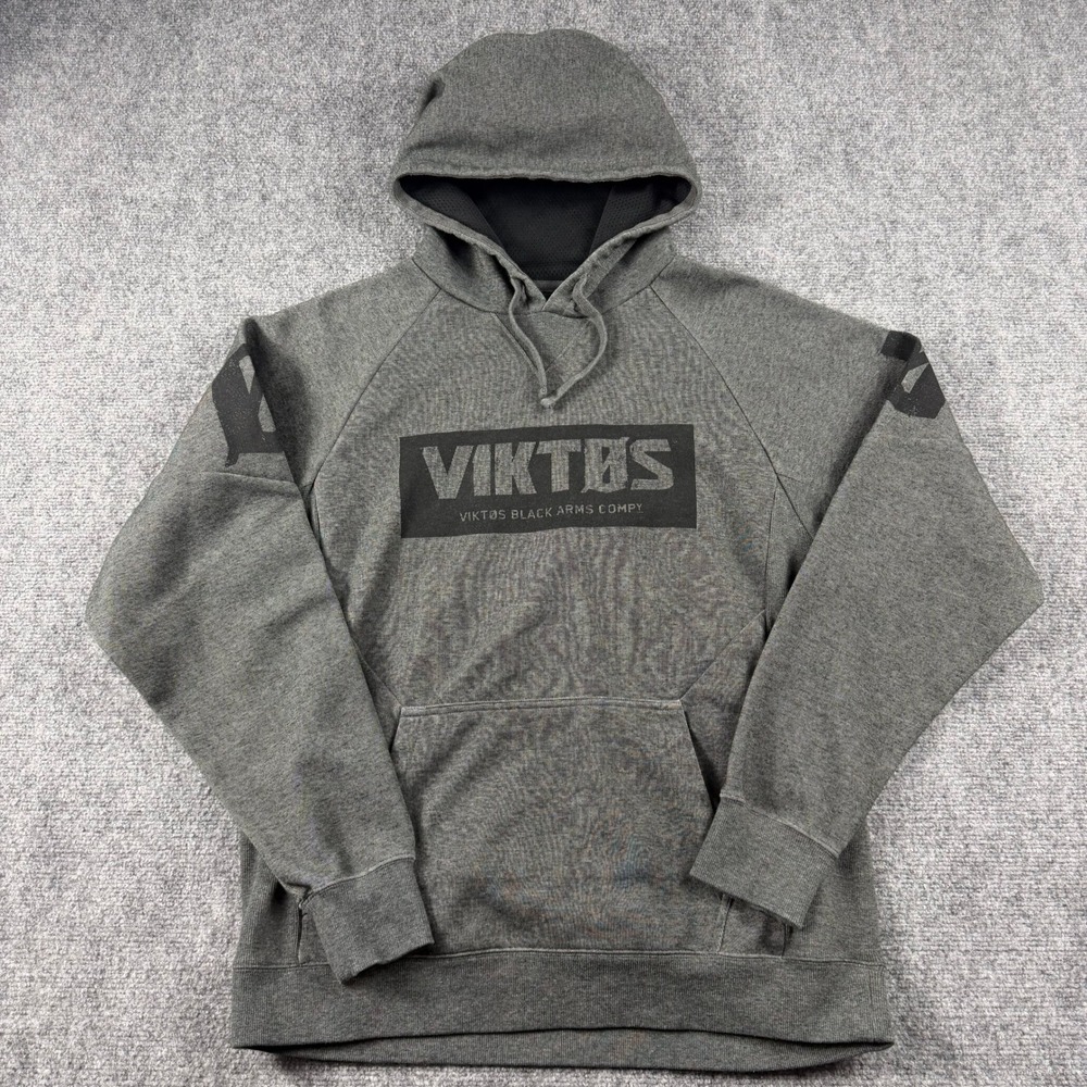 Viktos Hoodie Mens Medium Gray Black Arms Compy Tactical Pullover Sweatshirt